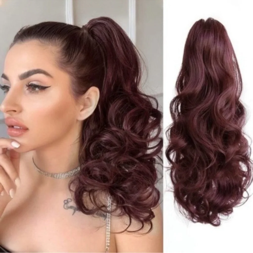 PONYTAIL Extension Claw Hair Extensions Wine Red